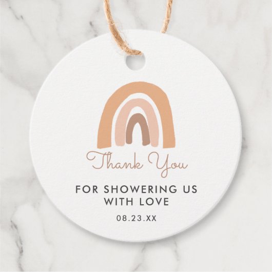 Pastel Rainbow Baby Dusche Vielen Dank für Ihre Un Geschenkanhänger (Vorderseite)