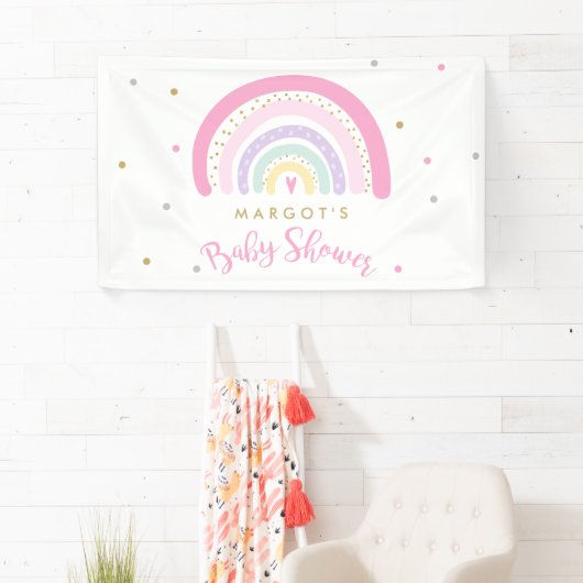 Pastel Rainbow Baby Dusche Willkommen Banner (Insitu)