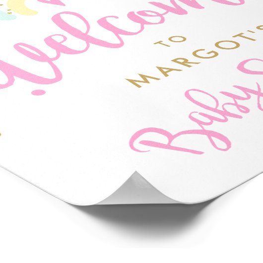 Pastel Rainbow Baby Dusche Willkommen Poster (Ecke)