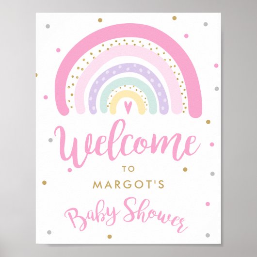 Pastel Rainbow Baby Dusche Willkommen Poster (Vorne)