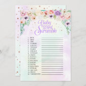 Pastel Rainbow Baby Shooter Word Scramble Game Car Einladung (Vorne/Hinten)