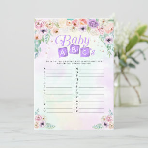 Pastel Rainbow Baby Shower Baby ABCs Game Card Einladung