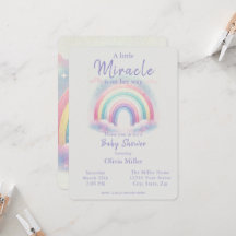 Pastel Rainbow Baby Shower Einladung für Mädchen