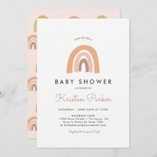 Pastel Rainbow Baby Shower Einladungskarten (Vorne/Hinten)