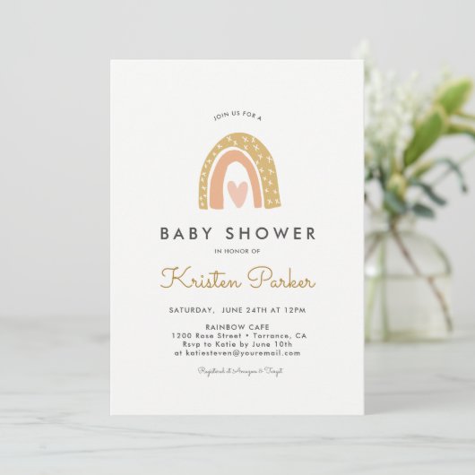 Pastel Rainbow Baby Shower Einladungskarten (Stehend Vorderseite)