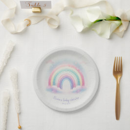 Pastel Rainbow Baby Shower Paper Plate Pappteller
