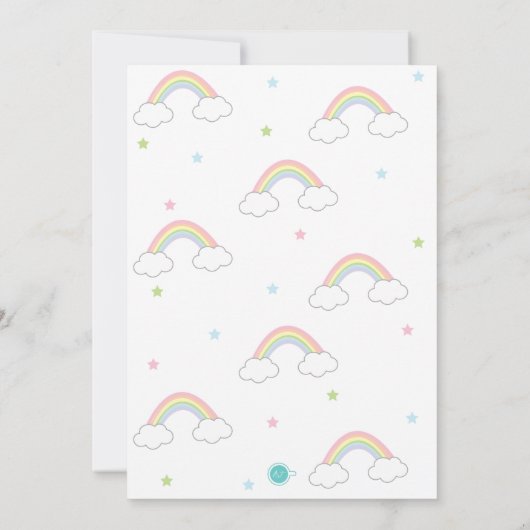 Pastel Rainbow Baby ShowParty Einladung (Rückseite)