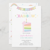 Pastel Rainbow Baby ShowParty Einladung (Vorne/Hinten)