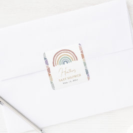 Pastel Rainbow Babyaufkleber Quadratischer Aufkleber