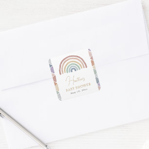 Pastel Rainbow Babyaufkleber Quadratischer Aufkleber