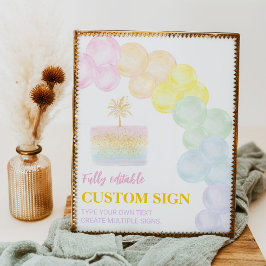 Pastel Rainbow Balloon Geburtsdatum Custom-Zeichen Poster