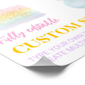 Pastel Rainbow Balloon Geburtsdatum Custom-Zeichen Poster (Ecke)