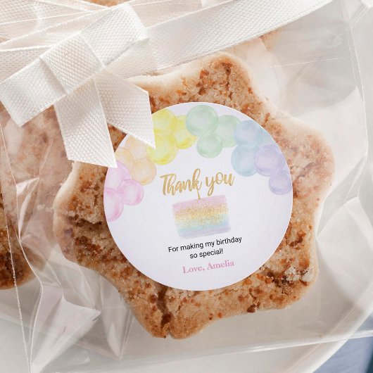 Pastel Rainbow Balloon Geburtstagstickeretikett Runder Aufkleber