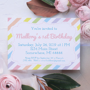 Pastel Rainbow Birthday Einladung