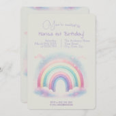Pastel Rainbow Birthday Einladung - Party Einladun (Vorne/Hinten)