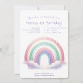 Pastel Rainbow Birthday Einladung - Party Einladun (Vorderseite)