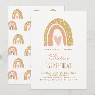Pastel Rainbow Birthday Einladungskarten