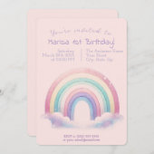 Pastel Rainbow Birthday Invitation - Party Invite Einladung (Vorne/Hinten)