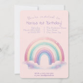 Pastel Rainbow Birthday Invitation - Party Invite Einladung (Vorderseite)