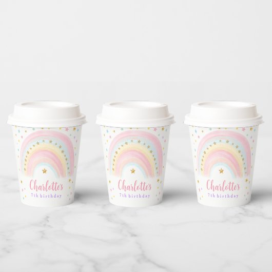 Pastel Rainbow Birthday Paper Cups Pappbecher (Multi)