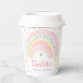 Pastel Rainbow Birthday Paper Cups Pappbecher (Rückseite)