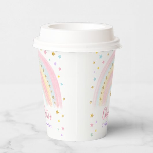 Pastel Rainbow Birthday Paper Cups Pappbecher (Rechts)
