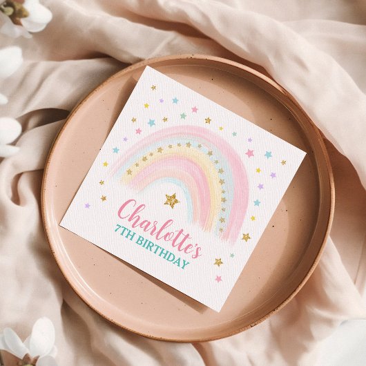 Pastel Rainbow Birthday Paper Napkins Serviette
