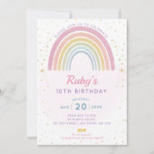 Pastel Rainbow Birthday Party Einladung (Vorderseite)