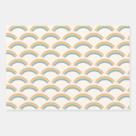 Pastel Rainbow Birthday Party Geschenkpapier Set