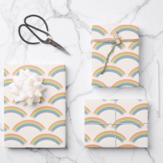 Pastel Rainbow Birthday Party Geschenkpapier Set (Vorderseite)