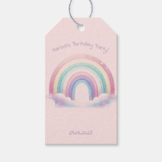 Pastel Rainbow Birthday Party Gift Tag Geschenkanhänger