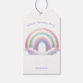 Pastel Rainbow Birthday Party Gift Tag Geschenkanhänger