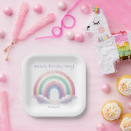 Pastel Rainbow Birthday Party Paper Plates Pappteller