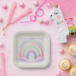 Pastel Rainbow Birthday Party Paper Teller