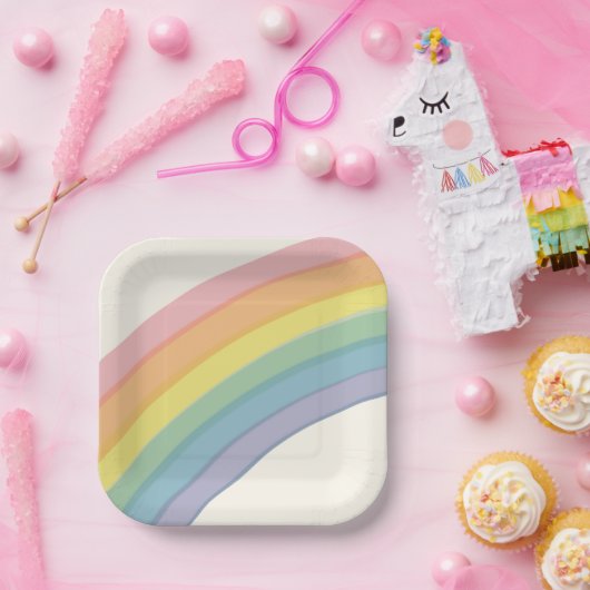 Pastel Rainbow Birthday Party Pappteller (Party)