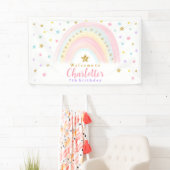 Pastel Rainbow Birthday Vinyl Welcome Banner (Insitu)