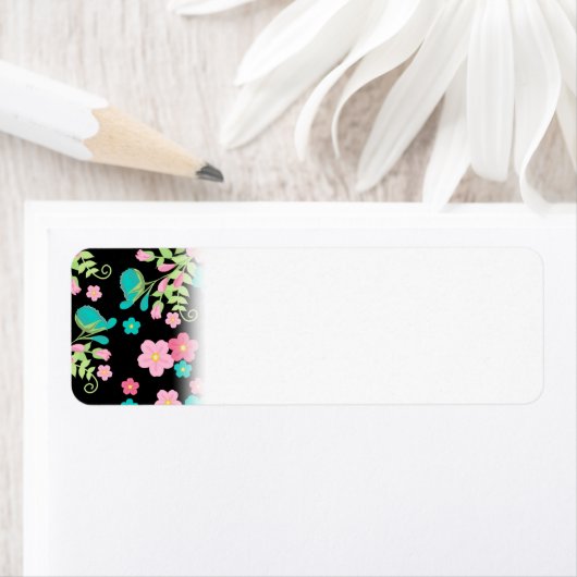 Pastel Rainbow Black Floral Garden Blume Blätter (Insitu)
