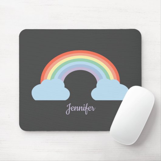 Pastel Rainbow Black Mousepad (Mit Mouse)