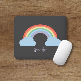 Pastel Rainbow Black Mousepad