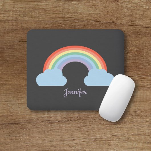 Pastel Rainbow Black Mousepad