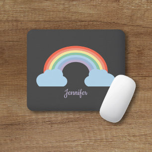Pastel Rainbow Black Mousepad