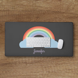 Pastel Rainbow Black Schreibtischunterlage