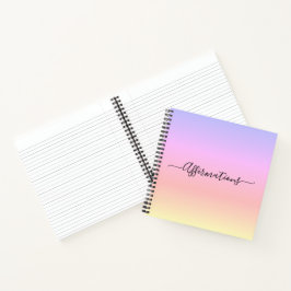 Pastel Rainbow & Black Typografy Affirmations Notizblock