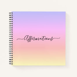 Pastel Rainbow & Black Typografy Affirmations Notizblock