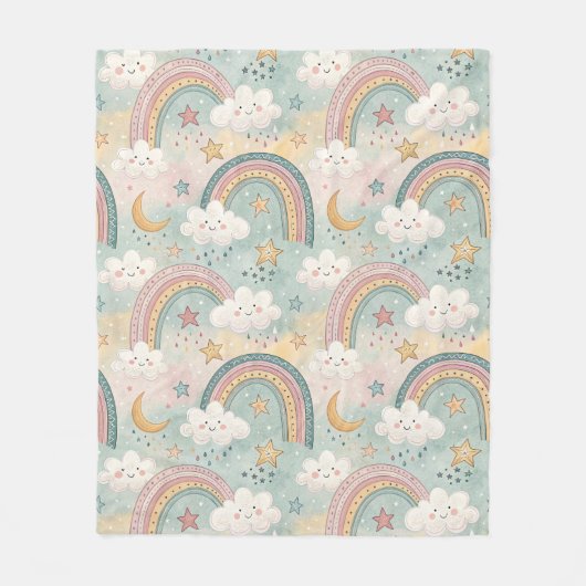 Pastel Rainbow Blanket Soft Gift Baby’s Arrival Fleecedecke (Vorderseite)