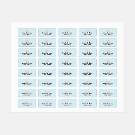 Pastel Rainbow Blue Waterproof Adhesive Closing L Etiketten (Blatt)