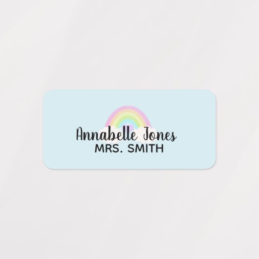 Pastel Rainbow Blue Waterproof Adhesive Closing L Etiketten (Design 2)