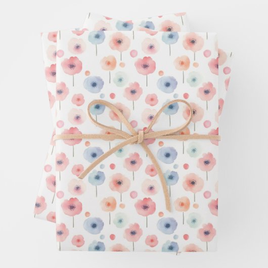 Pastel-Rainbow-Blume auf Weiß Geschenkpapier Set (Beispiel)