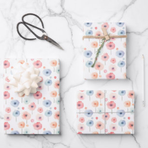 Pastel-Rainbow-Blume auf Weiß Geschenkpapier Set