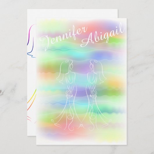 Pastel Rainbow Brides Gay Wedding Einladung (Vorne/Hinten)